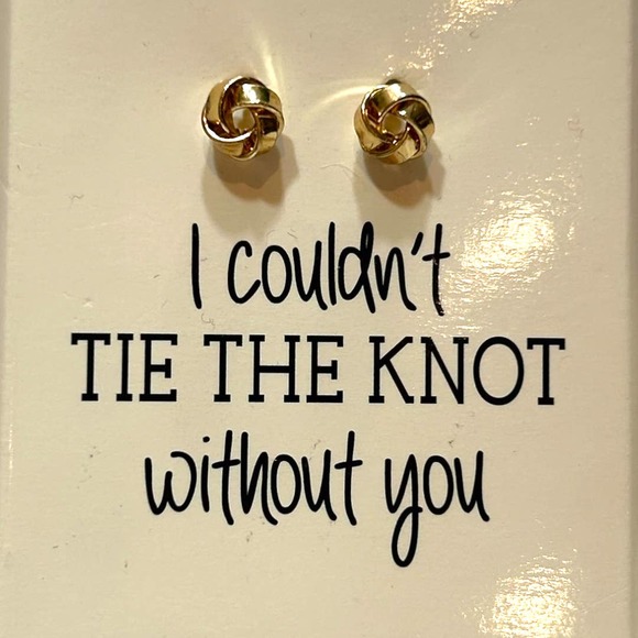 Gold Knot Earrings Bridesmaid Wedding Bride Gold-Tone NWT Gift - Picture 2 of 5